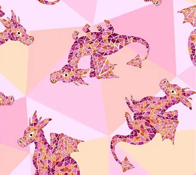 Michael Miller - Dragons Rule - Pink CX 8846 - Fabric Fat Quarter • £3.95