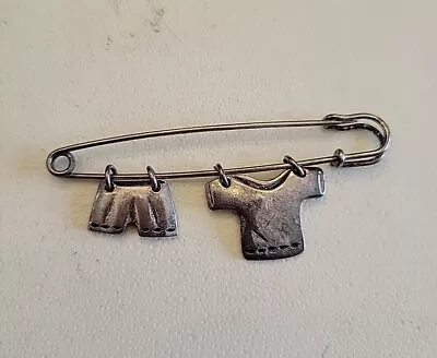 Vintage Charm Safety Pin Brooch Silver  • $7