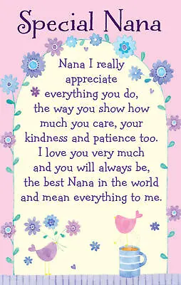 SPECIAL NANA HEARTWARMERS Keepsake Wallet Card Gift Verse Poem Nan Granny Gran💕 • £3.29