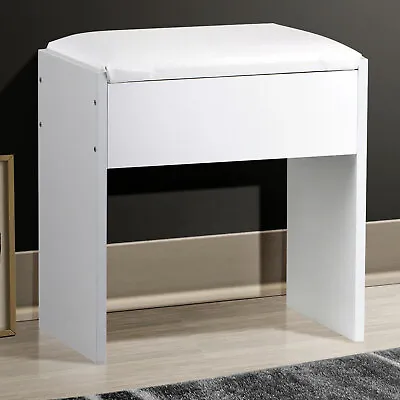 £34.99 • Buy White Dressing Table Stool Makeup Bench Padded Chair Piano Seat  Vanity Soft New