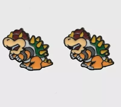 Super Mario Bros  Bowser Enamel Stud Earrings.  Unisex Earrings.  • $12.99