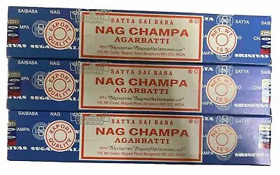 Satya Sai Baba Original Nag Champa Incense Sticks Variety 3 Pack 15g Each • $4.99