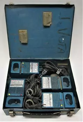 Vintage MAKITA Power Tools Metal Storage Box Case With 4 Chargers 9.6 Volt • $53.95