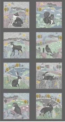 Heather And Sage Wildlife Cotton Fabric Panel • £8.75