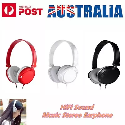 $12.88 • Buy Over Ear Headphones Hi-Fi Stereo Noise-Cancelling Headsets Wired Earphones AU
