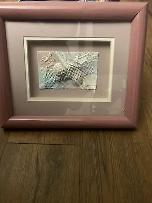 Vintage Sea Shell Shadow Box Art Framed Under Glass Folk Art  Picture Seashell • $12