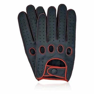 Genuine Soft Leather Reverse Stitched Full-Finger Driving Gloves Fashion Classic • $12.42