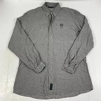 Versace Shirt Mens 40 Gray Classic V2 Silk Long Sleeve Button Up Preppy Casual • $88.88