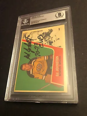 Beckett Ed Johnston 1963-64 Autographed Rookie Card Signed Bruins RC 378 • $225