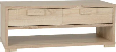 Oak Effect 2 Drawer Coffee Table W100cm X D45.5cm X H40.5cm CAMBRIDGE  • £139