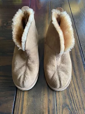 Cabela’s  Moccasins Pile Lined Boot Slippers Brown Means 10W Aquatred Soles • $25.99