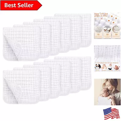 12 Pack Muslin Burp Cloths - Extra Soft And Absorbent 100% Cotton Pure White • $43.99