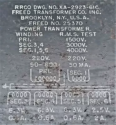 Transformer Power Filament  Pri 220v Sec 220v-50 Ma @ 3x 6.3v + 2.5v Ham Radio • $49