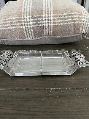 Vintage Set 1 Farber Bros Krome Kraft Metal Tray & Glass Divided  Serving Dish • $12.50