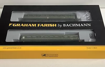 Graham Farish 371-875A N Gauge 108 DMU BR Green Speed Whiskers 2 Car Unit • £169.99