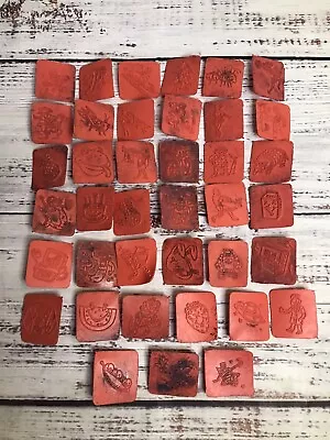 39 VTG Rose Art Orange Rubber Ink Stamps Animals People Fruit Veggies Unmounted • $16.99