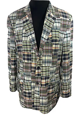 Madison Men’s Madras Plaid Single Breasted Sport Coat Blazer Sz 44L • $40