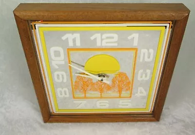 1976 Hoursakes Lucid Lines Mirror Clock Virgil Thrasher Style 13 Inch Square • $235