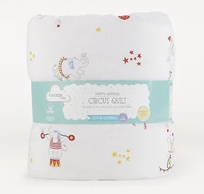 BABY BLANKET BEDDING & COT BED White Circus Quilt • £9