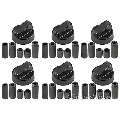 6 X Candy Black Oven Cooker Hob Flame Burner Hotplate Control Dial Switch Knobs • £11.79
