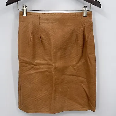 $31.20 • Buy Vintage Vakko Skirt Womens Size 8 Brown Leather Mini Reptile Printed READ DETAIL