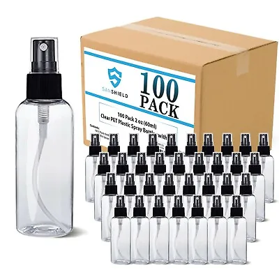 100 Pack 2 Oz (60 Ml) Clear PET Plastic Spray Bottles With Cap Travel Size  • $45.99