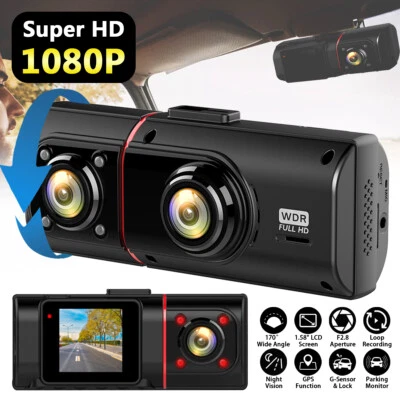 $33.99 • Buy Dual Lens Dash Cam Night Vision G-sensor FHD 1080P Car Driving Recorder Camera