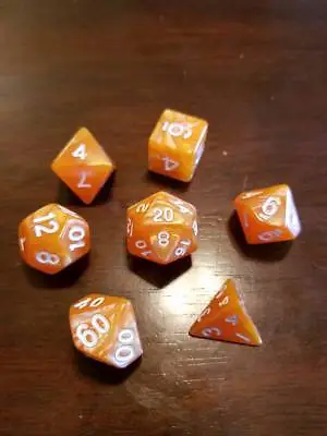 Orange Pearl Dice Set 7 Dice Set RPG Poly DND Dungeons & Dragons Pathfinder D20  • $9.99