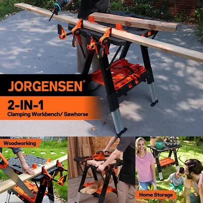 Pony Portable 2-in-1 Folding Work Table Workbench Sawhorse 1000lbs Load Capacity • $169.99