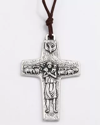 New Authentic Pope Francis Vedele Pectoral 2  Cross Pendant On Brown Cord • $12