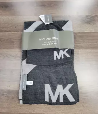 Michael Kors Scarf Set One Size Gray Men's 2 Piece Set Beanie Cap New Casual • $29.95