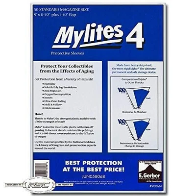$59.93 • Buy Mylites 4 Magazine Mylar Sleeves 9″ X 11 1/2″ Plus 1 1/2″ Flap