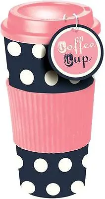 £7.99 • Buy Pink & Blue Polka Dot Thermal Insulated Tea Coffee Mug Cup Travel Takeaway & Lid