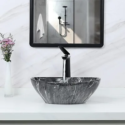 16'' X 13.2'' Ceramic Oval Vessel Sink W/ Pop Up Drain Bathroom Counter Top Sink • $80.99