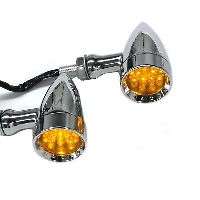 Motorcycle Turn Signals Indicator Blinker Lights Amber Chrome Bullet For Suzuki • $17.99