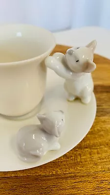 Lladro Cat Teacup Cup W/ Saucer 6044 RARE • $119.98