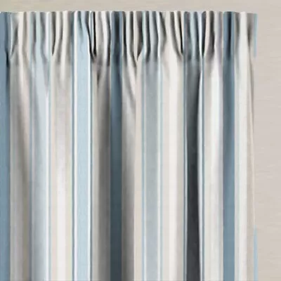 LAURA ASHLEY Awning Stripe Seaspray Curtains BLACKOUT LINING W228  Drop182CM • £75.49