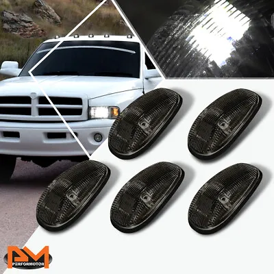 5Pcs Cab Roof Running Light Smoked Housing White LED For 99-01 Dodge Ram Truck • $34.89