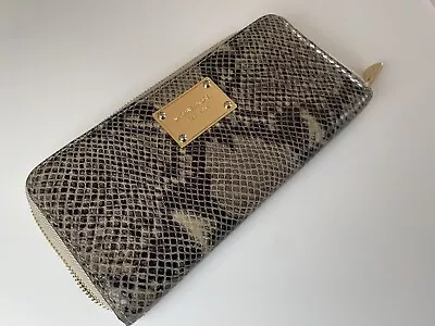 Michael Kors Cream And Brown Snake Skin Wallet • $34