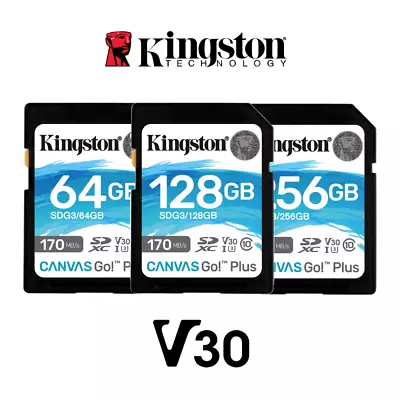 Kingston Canvas Go Plus SD Card 64GB 128GB 256GB SDXC Camera Flash Memory V30 U3 • $254.99