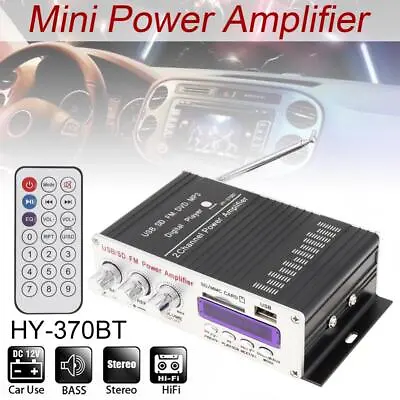 370BT 2CH HI-FI Car Audio Remote Control Bluetooth High Power Amplifier FM Radio • $20.66