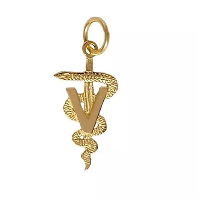 14k Yellow Gold Veterinary Caduceus Medical Symbol Charm / Pendant Made In USA • $69.99