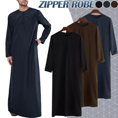 Islam Arab Men Thobe Robe Dishdasha Muslim Abaya Kaftan Dress Thoub Jubba UK • £14.66