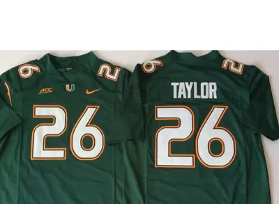 SEAN TAYLOR MIAMI HURRICANES COLLEGE #26 THROWBACK Sewn Jersey GREEN SZ XL NWT • $175