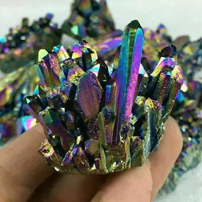 £4.32 • Buy Natural Quartz Crystal Stone Rainbow Titanium Cluster Mineral Specimen Healing ~