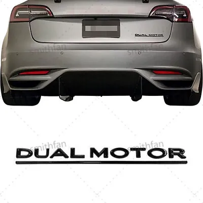1x Dual Motor Decal Fits For Tesla Model Rear Trunk Tailgate Emblem  Matte Black • $5.99