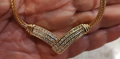 Stunning 14K Y. Gold Diamond  V  Shape Necklace 18  Approx. 2.16ctw (22g)((C410) • $1499