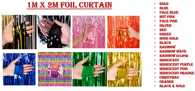 1Mx2M Foil Fringe Tinsel Shimmer Curtain Door Wedding Birthday Party DECORATIONS • £9.99