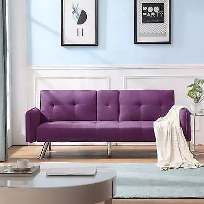 Modern Adult Sofa Bed，Modern Convertible Futon Couch With Sturdy Wooden • $240.11