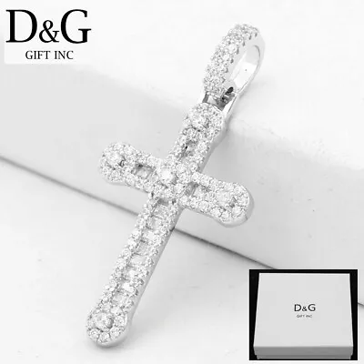 DG Unisex 925 Sterling Silver Cross 33mm Cubic Zirconia Small Pendant+BOX • $19.99